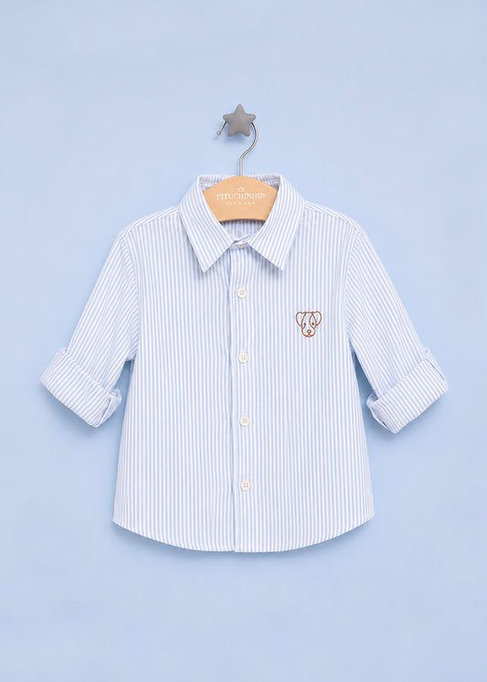 Camisa Algodão e Linho Listrado For Boys