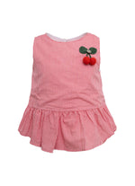 Blusa Algodão Xadrez Cereja Crochê Resort