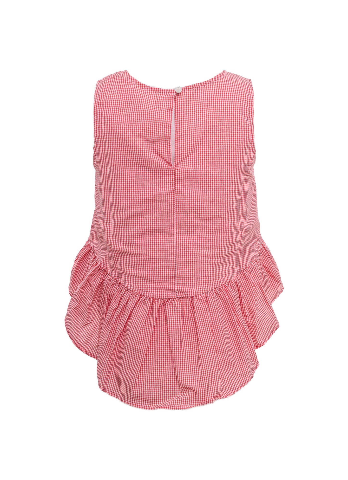 Blusa Algodão Xadrez Cereja Crochê Resort