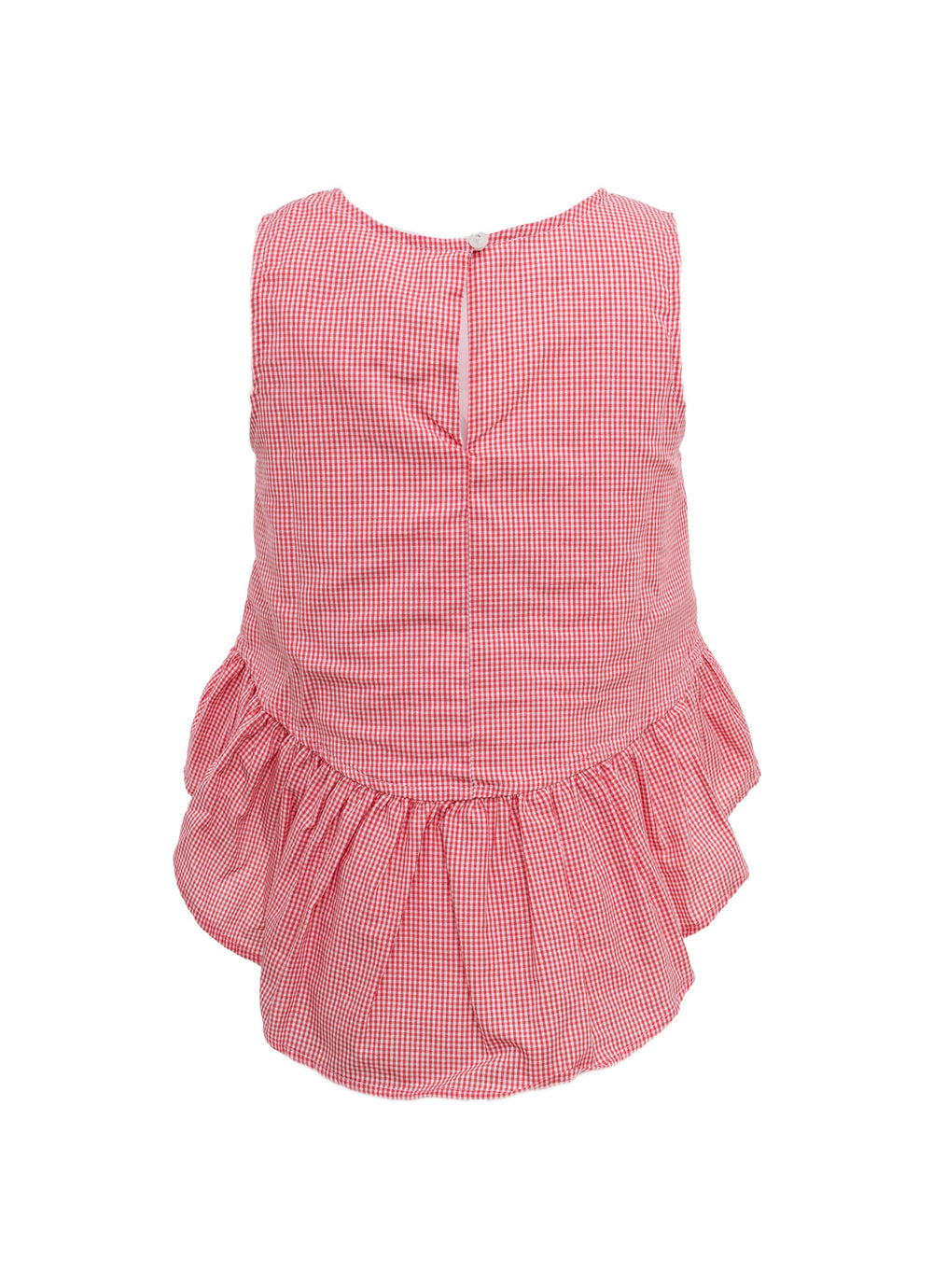 Blusa Algodão Xadrez Cereja Crochê Resort