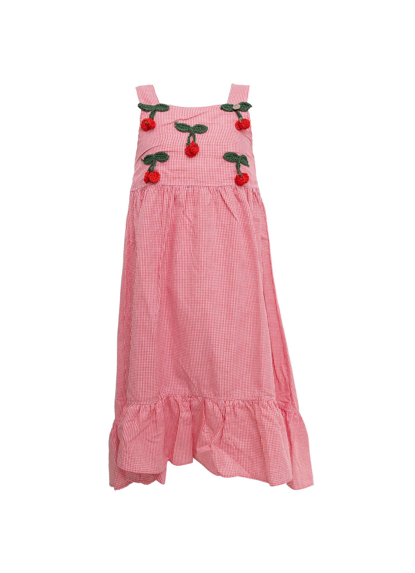 Vestido Algodão Cerejas Crochê Resort