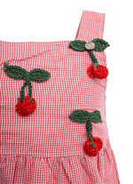 Vestido Algodão Cerejas Crochê Resort