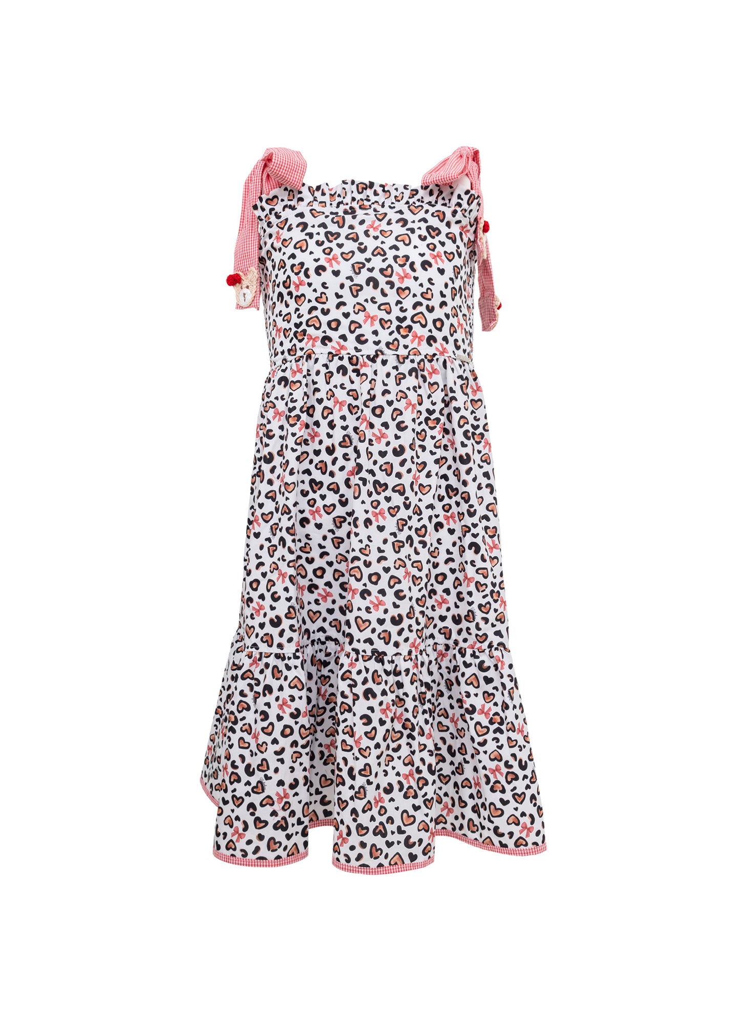 Vestido Algodão Animal Print Crochê Resort