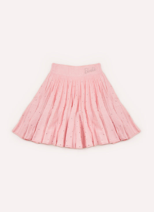 Saia Short Tricot Plissada Cristais Barbie