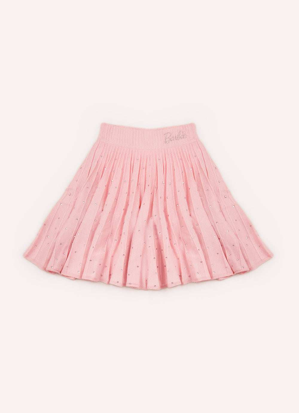 Saia Short Tricot Plissada Cristais Barbie
