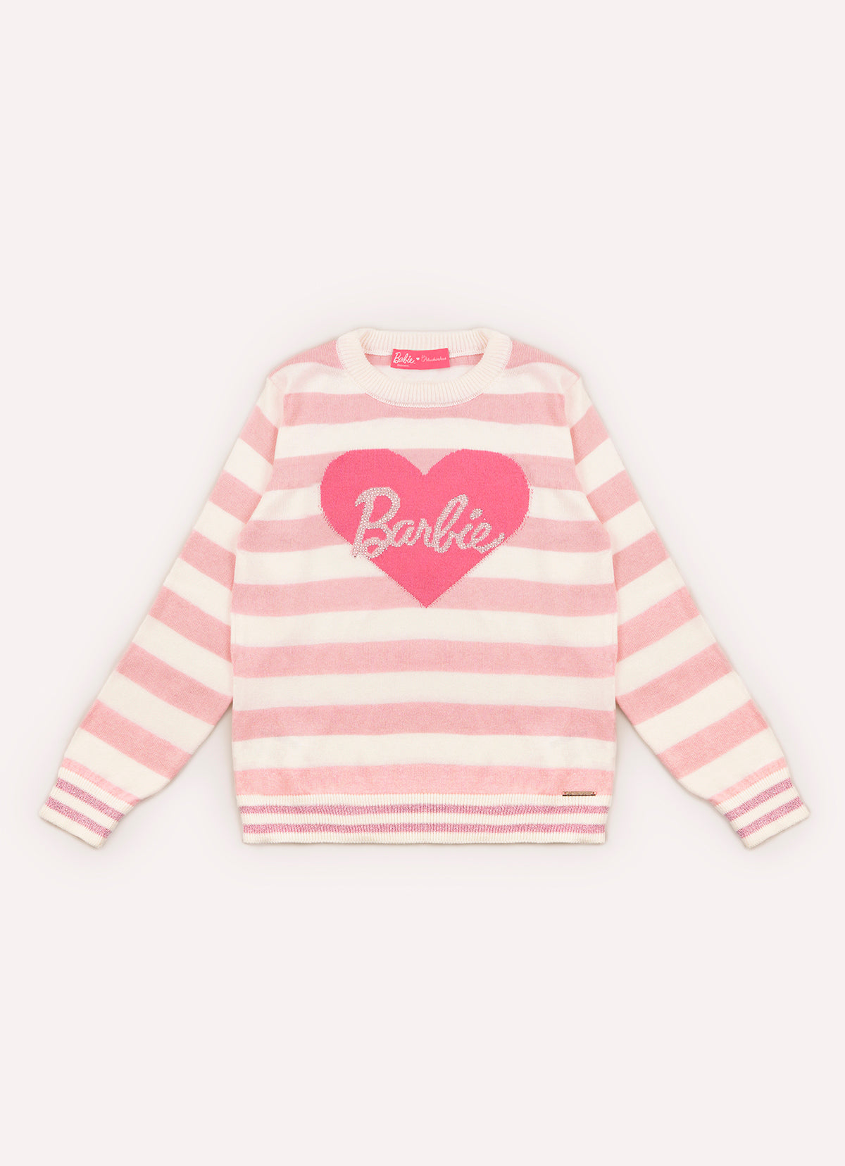 Blusa Tricot Listrada Coração Barbie Cristal