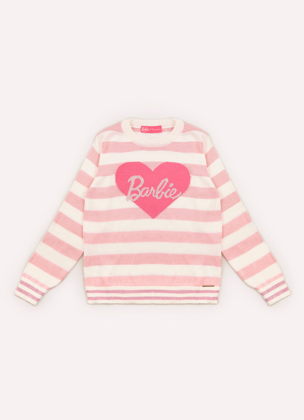 Blusa Tricot Listrada Coração Barbie Cristal