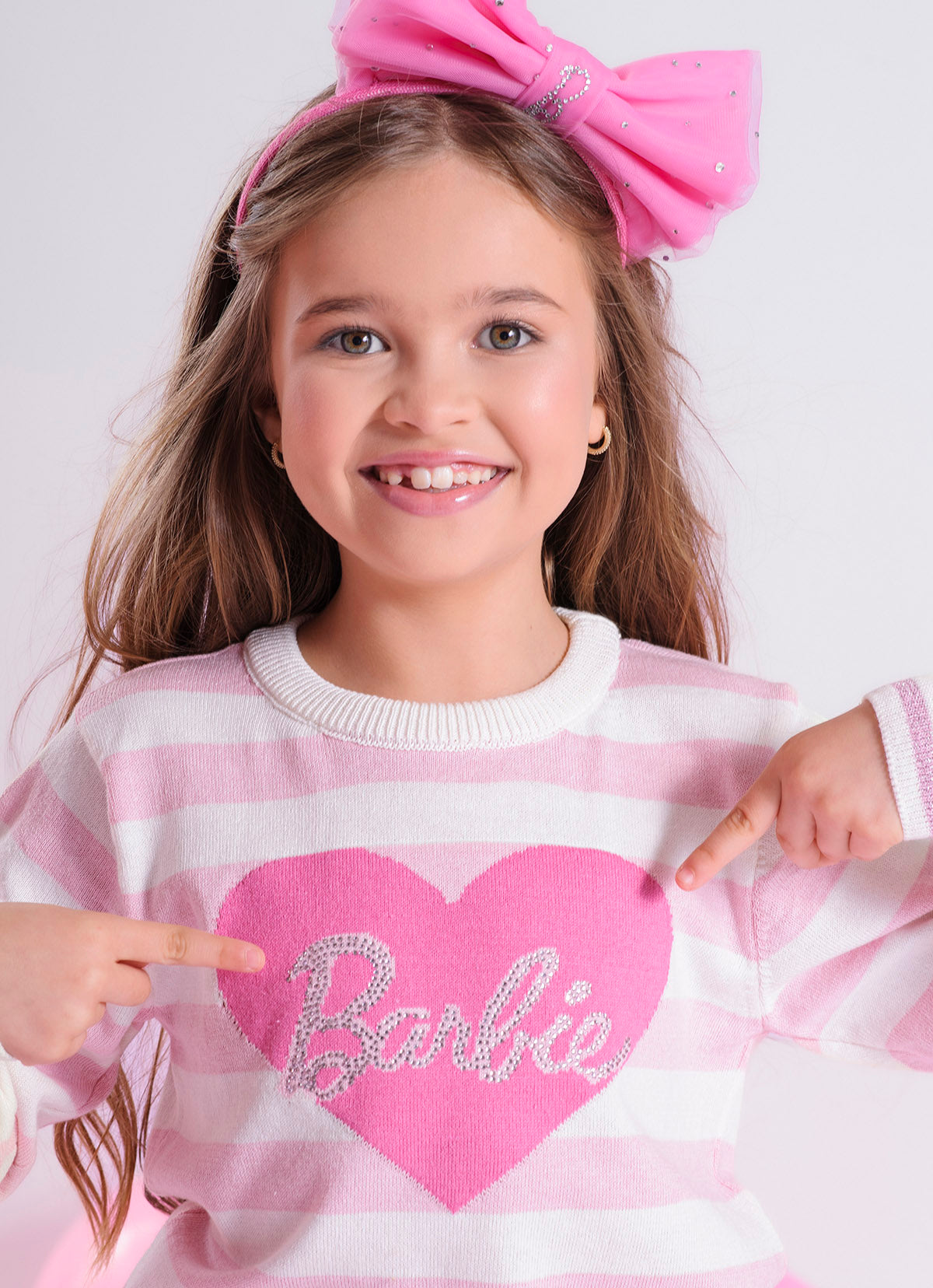 Blusa Tricot Listrada Coração Barbie Cristal