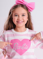 Blusa Tricot Listrada Coração Barbie Cristal