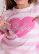 Blusa Tricot Listrada Coração Barbie Cristal