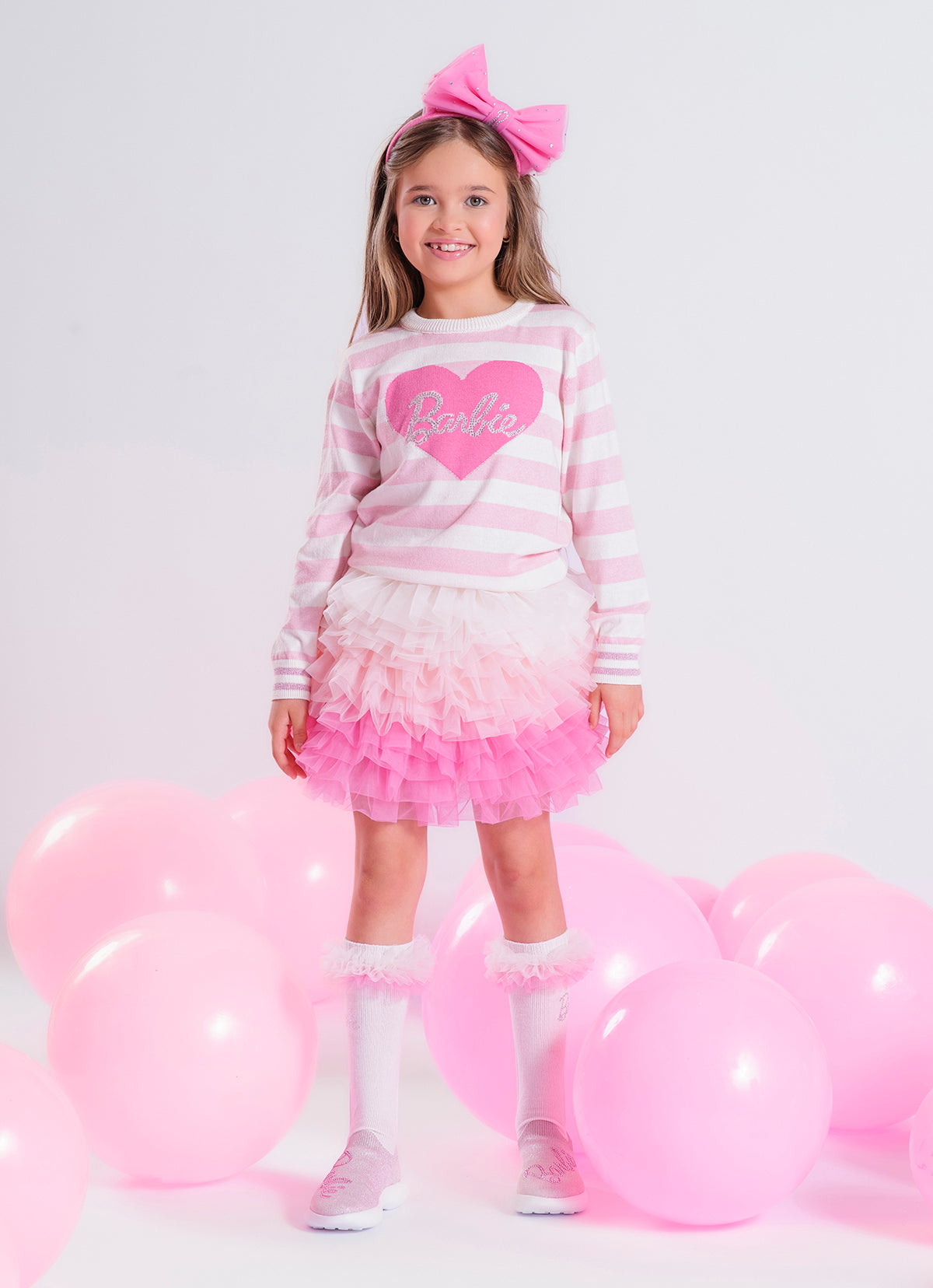 Blusa Tricot Listrada Coração Barbie Cristal