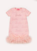 Vestido Tricot Jacquard Barbie Frufru Tule Barra