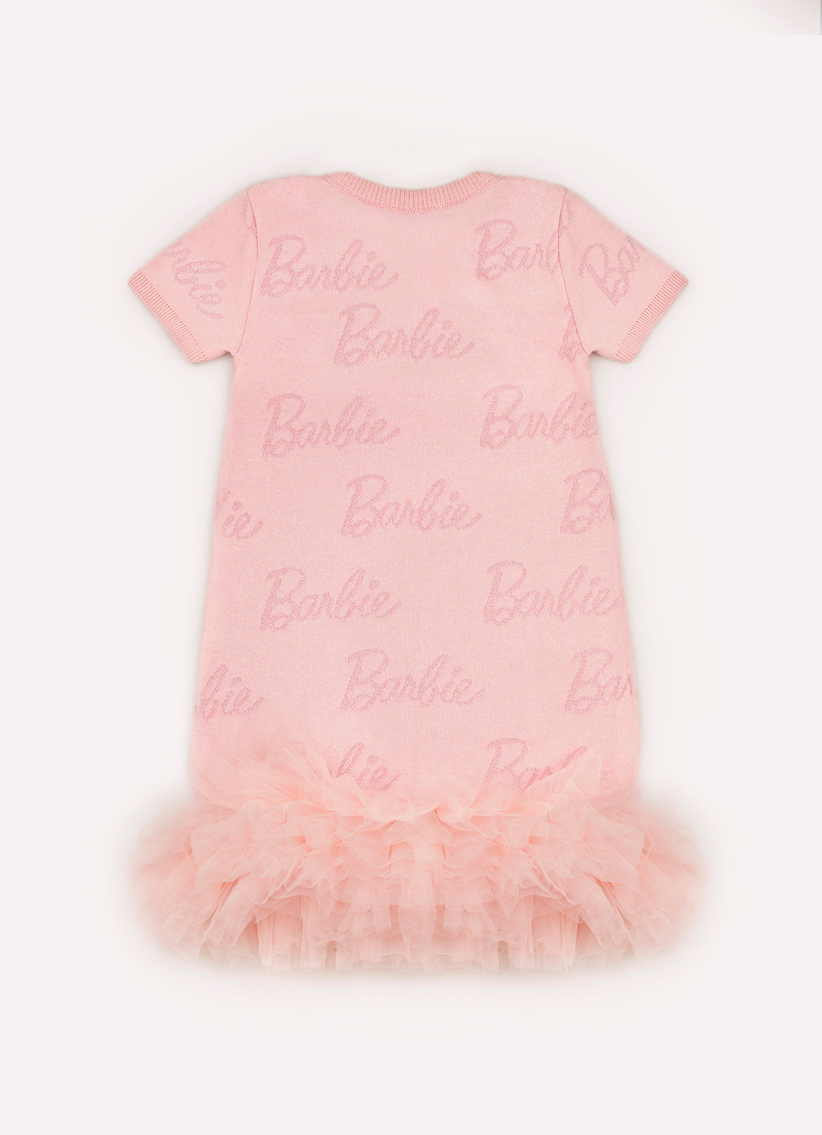 Vestido Tricot Jacquard Barbie Frufru Tule Barra