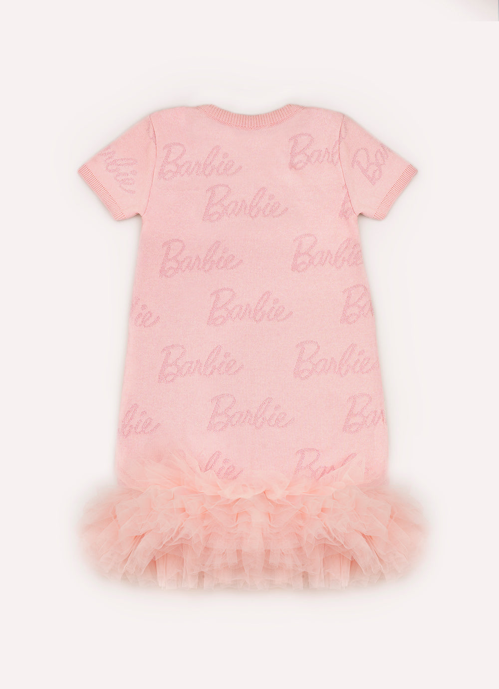 Vestido Tricot Jacquard Barbie Frufru Tule Barra
