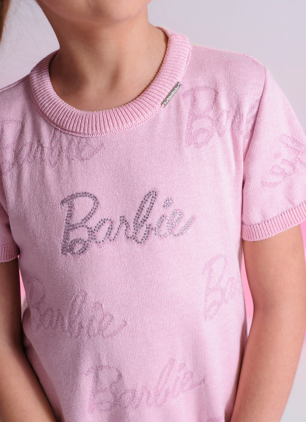 Vestido Tricot Jacquard Barbie Frufru Tule Barra