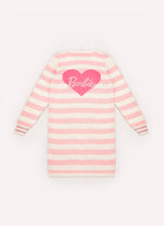 Maxi Casaco Tricot Listrado Coração Barbie Cristal