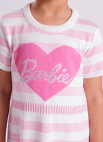 Vestido Tricot Listrado Coração Barbie Cristal