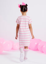 Vestido Tricot Listrado Coração Barbie Cristal
