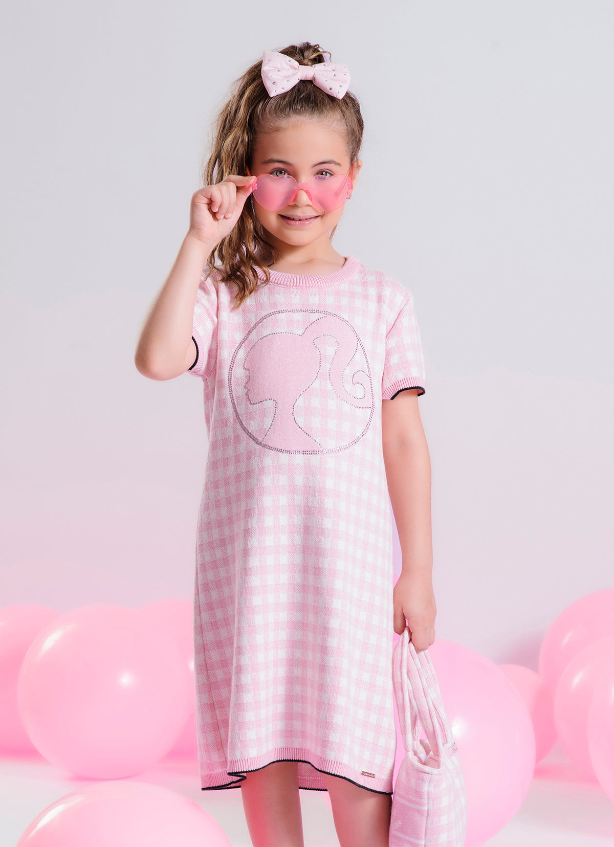 Vestido Tricot Xadrez Silhoutte Barbie Cristal