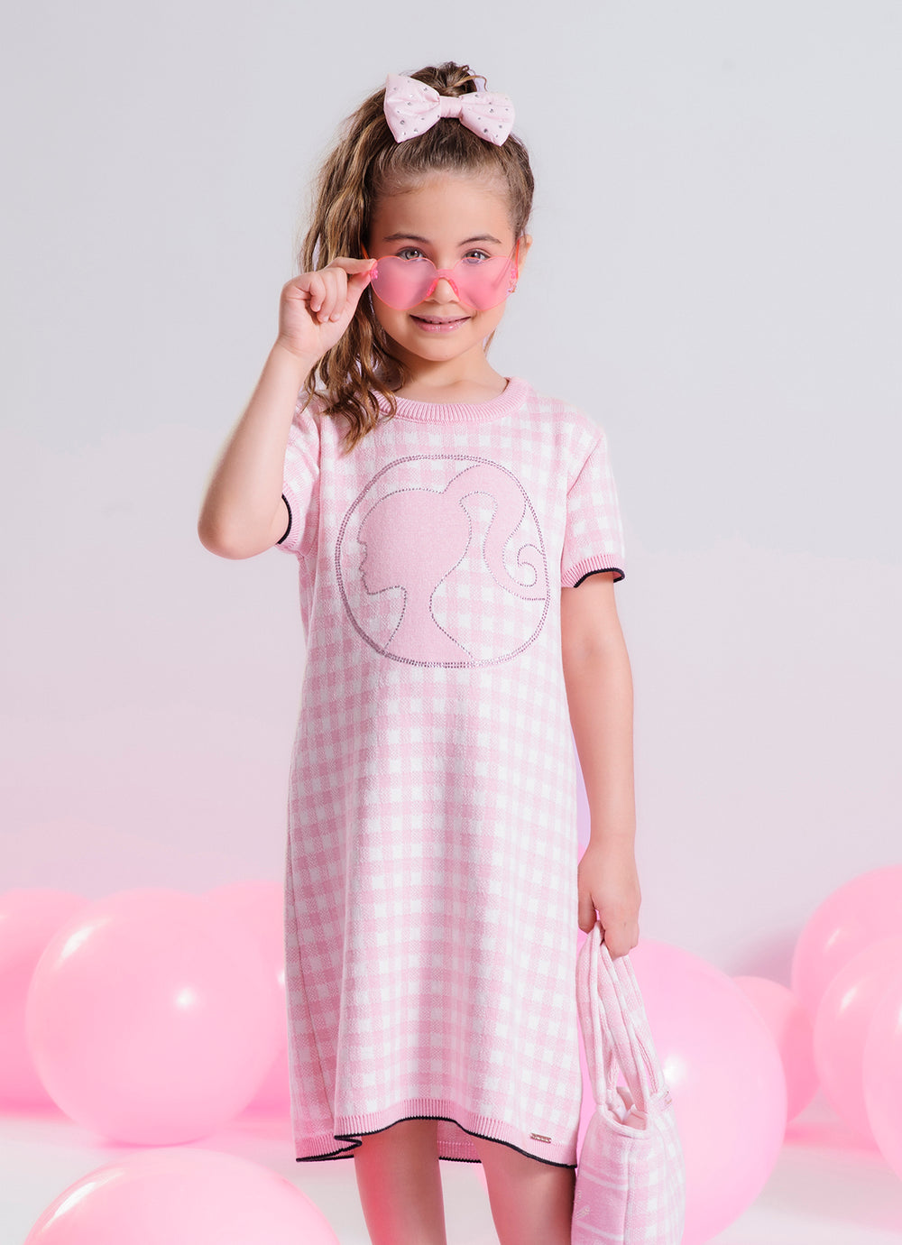 Vestido Tricot Xadrez Silhoutte Barbie Cristal