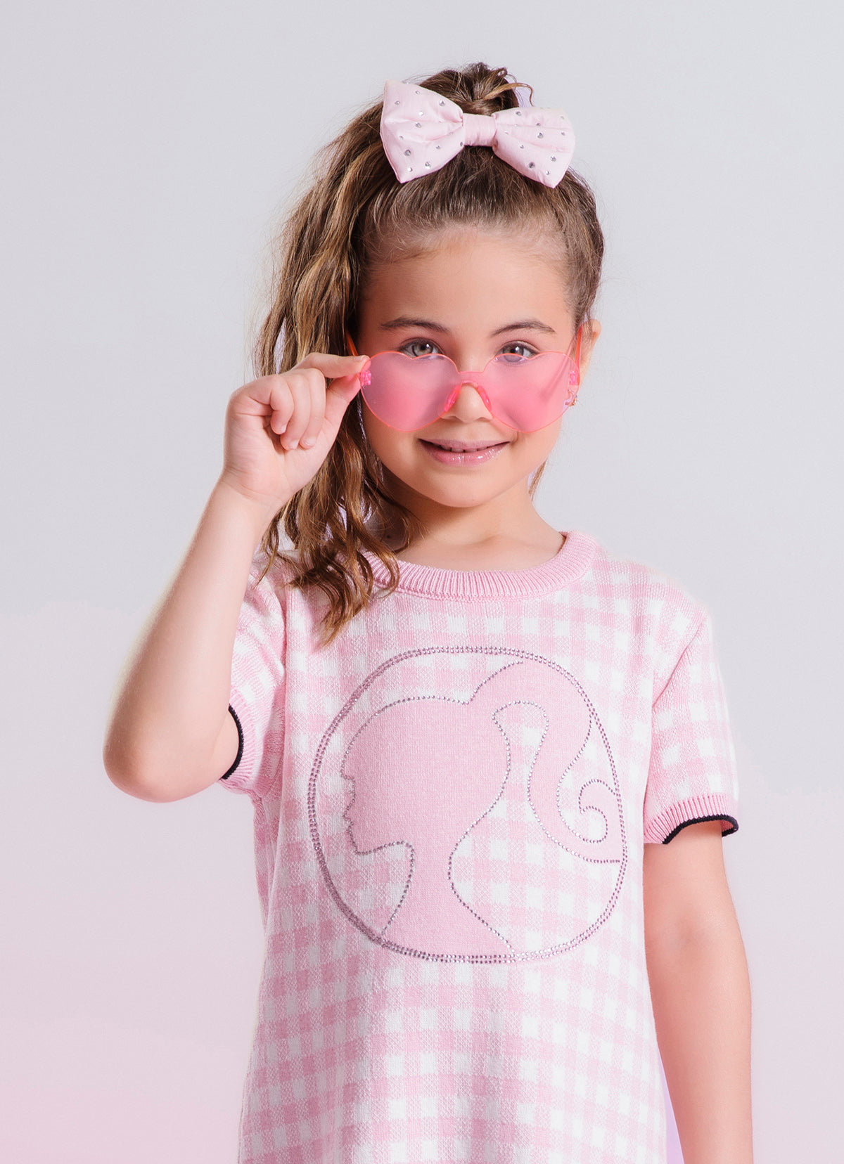 Vestido Tricot Xadrez Silhoutte Barbie Cristal