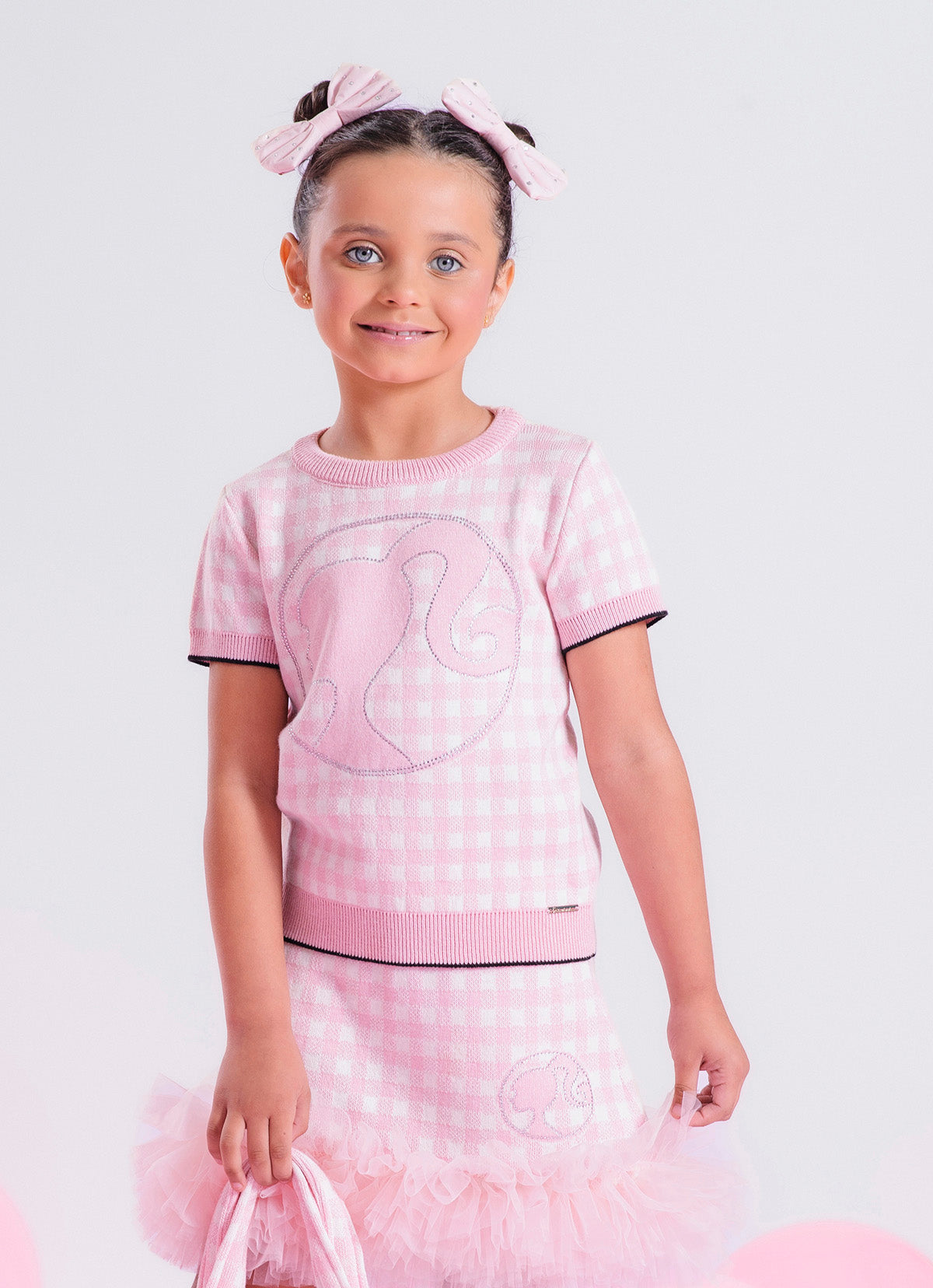 Blusa Tricot Xadrez Silhoutte Barbie Cristal
