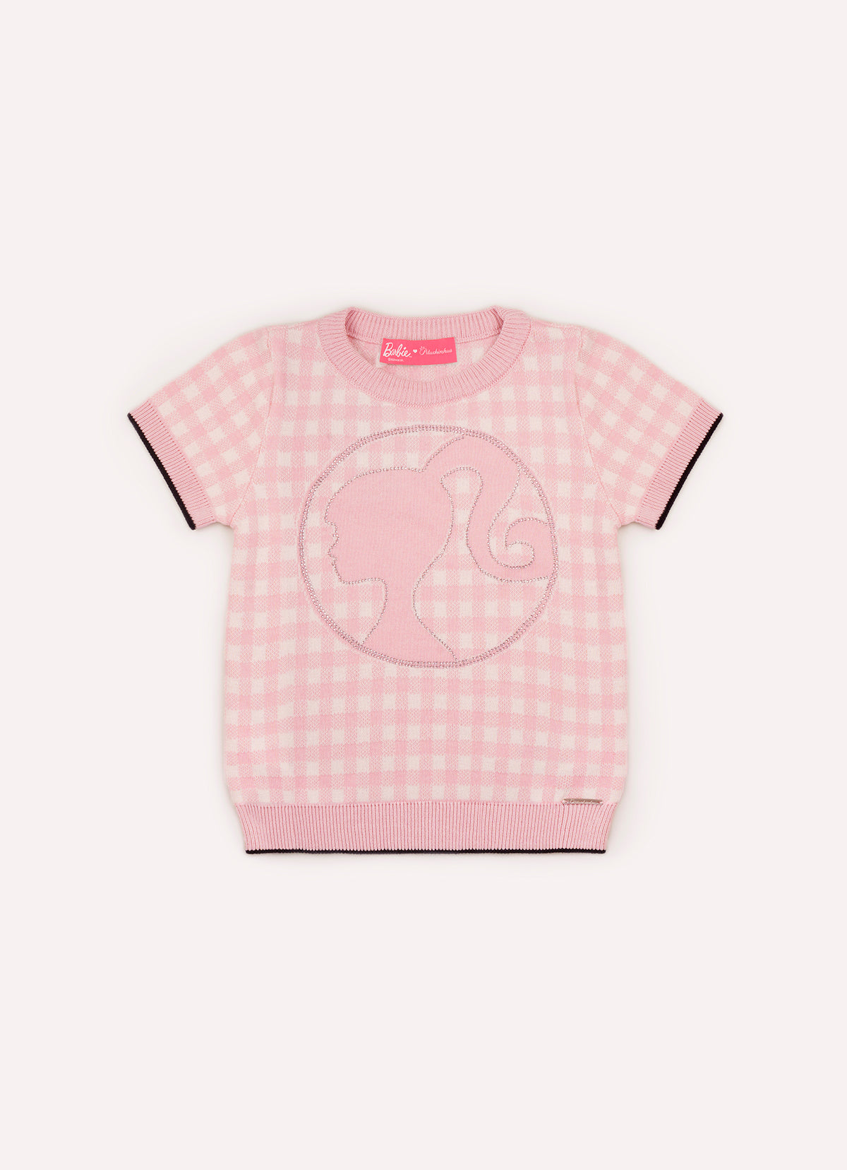 Blusa Tricot Xadrez Silhoutte Barbie Cristal