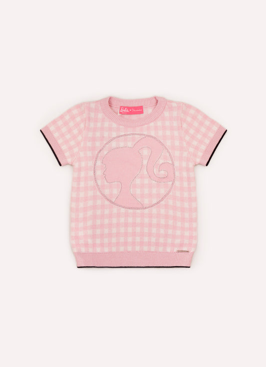 Blusa Tricot Xadrez Silhoutte Barbie Cristal