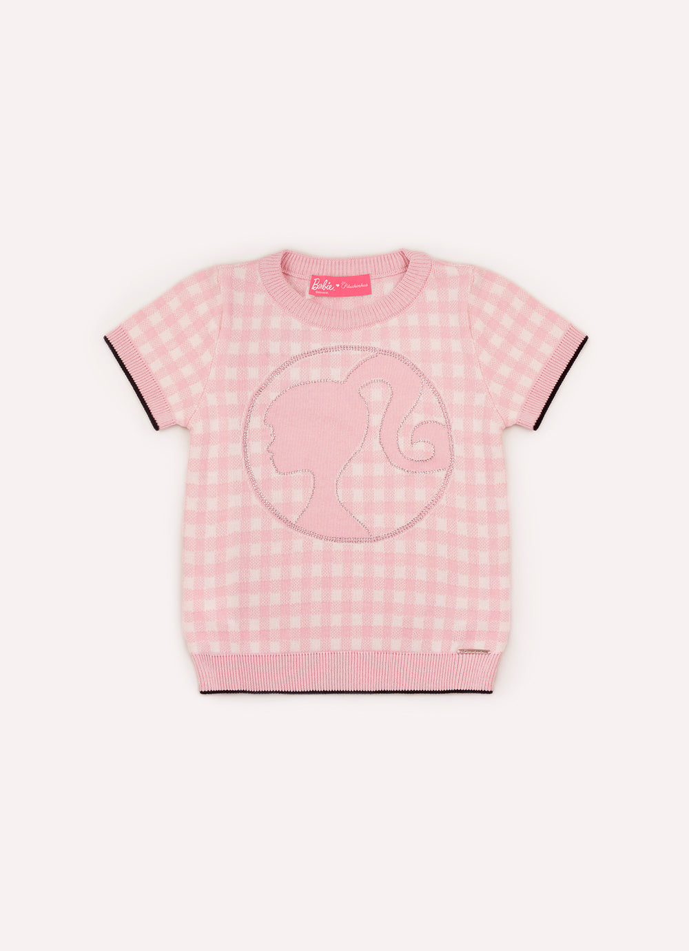 Blusa Tricot Xadrez Silhoutte Barbie Cristal