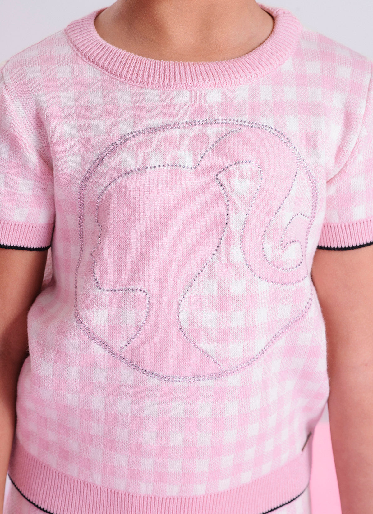 Blusa Tricot Xadrez Silhoutte Barbie Cristal