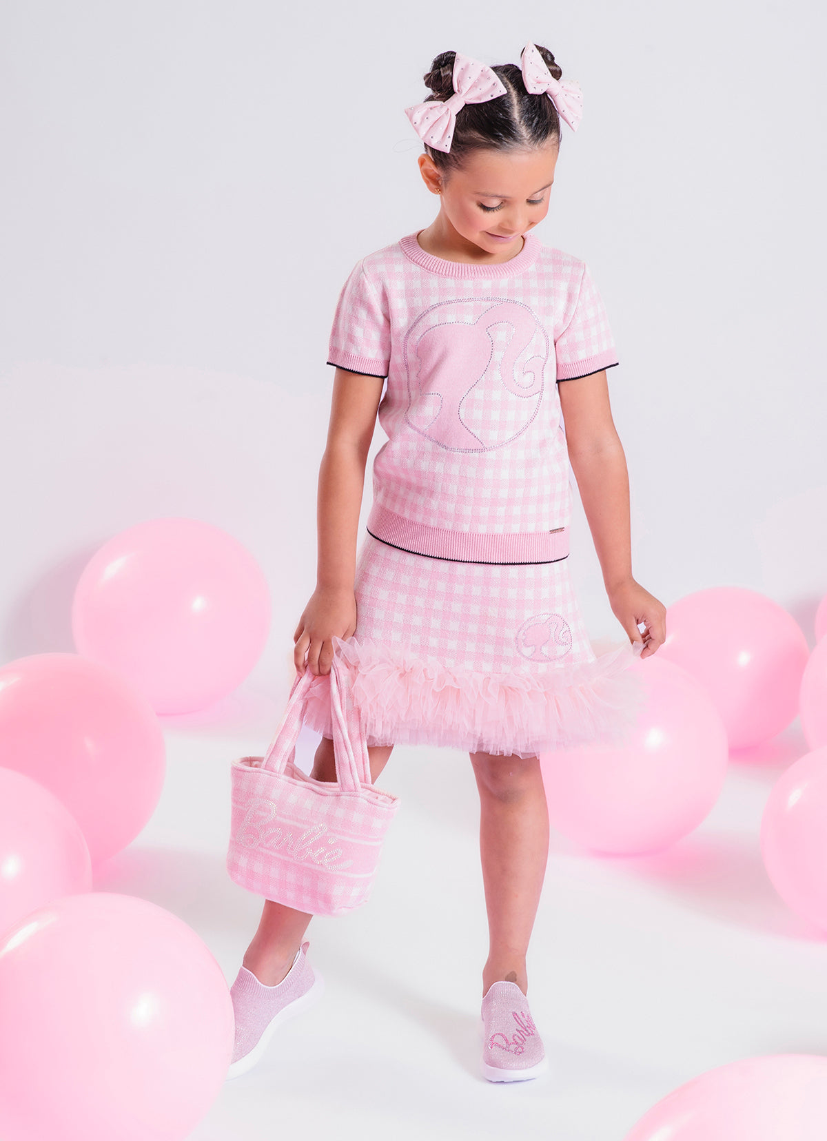 Blusa Tricot Xadrez Silhoutte Barbie Cristal