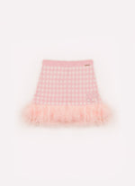 Saia Short Tricot Xadrez Silhuette Barbie Frufru Tule Barra