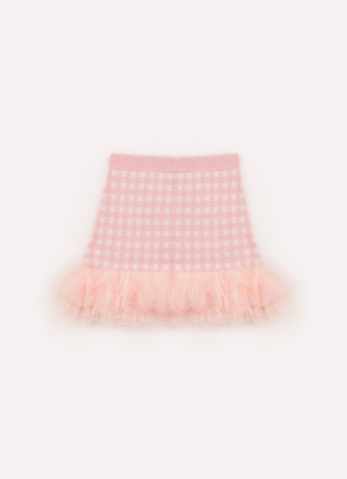 Saia Short Tricot Xadrez Silhuette Barbie Frufru Tule Barra