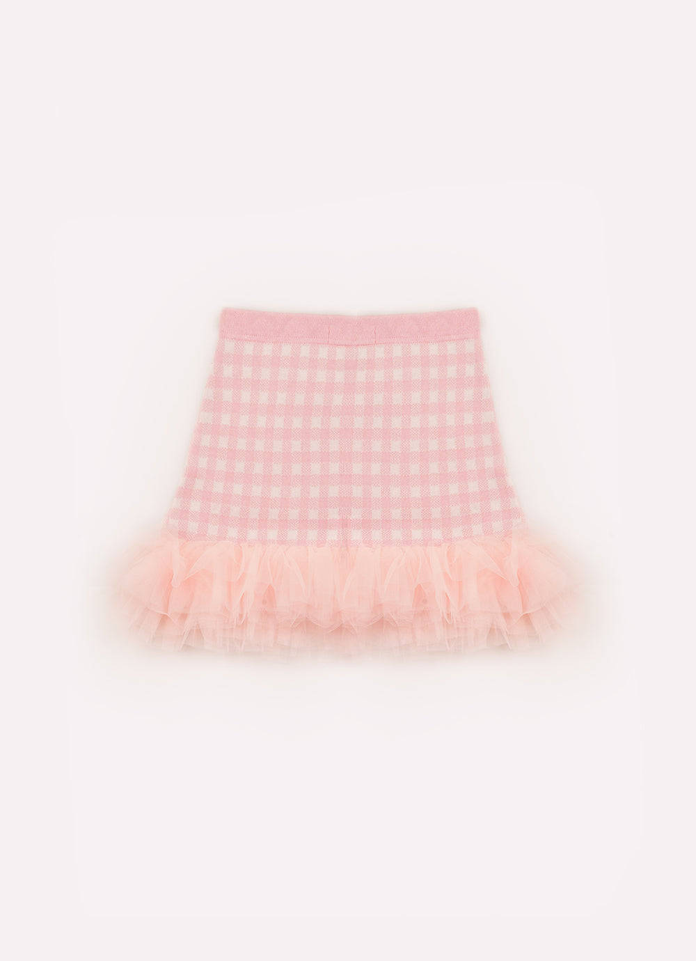 Saia Short Tricot Xadrez Silhuette Barbie Frufru Tule Barra