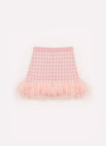 Saia Short Tricot Xadrez Silhuette Barbie Frufru Tule Barra