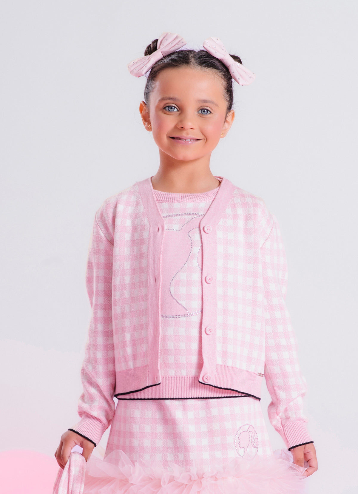 Casaco Tricot Xadrez Silhuette Barbie Cristal