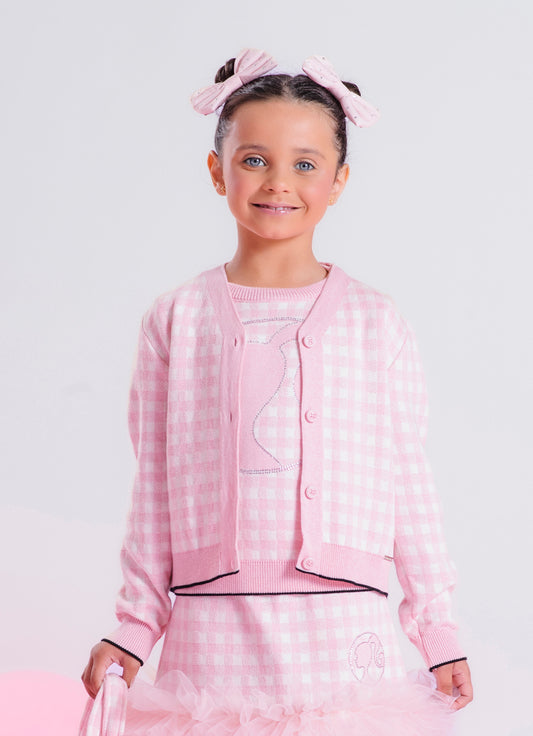 Casaco Tricot Xadrez Silhuette Barbie Cristal