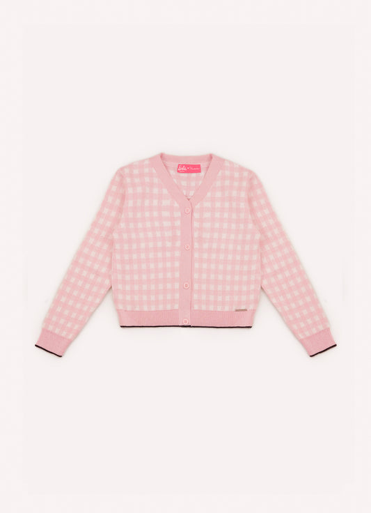 Casaco Tricot Xadrez Silhuette Barbie Cristal