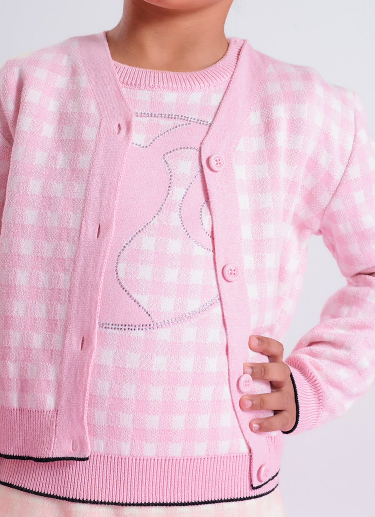 Casaco Tricot Xadrez Silhuette Barbie Cristal