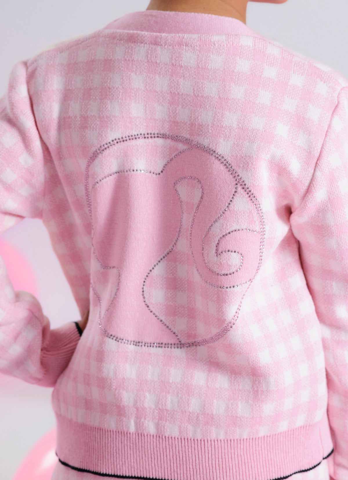 Casaco Tricot Xadrez Silhuette Barbie Cristal