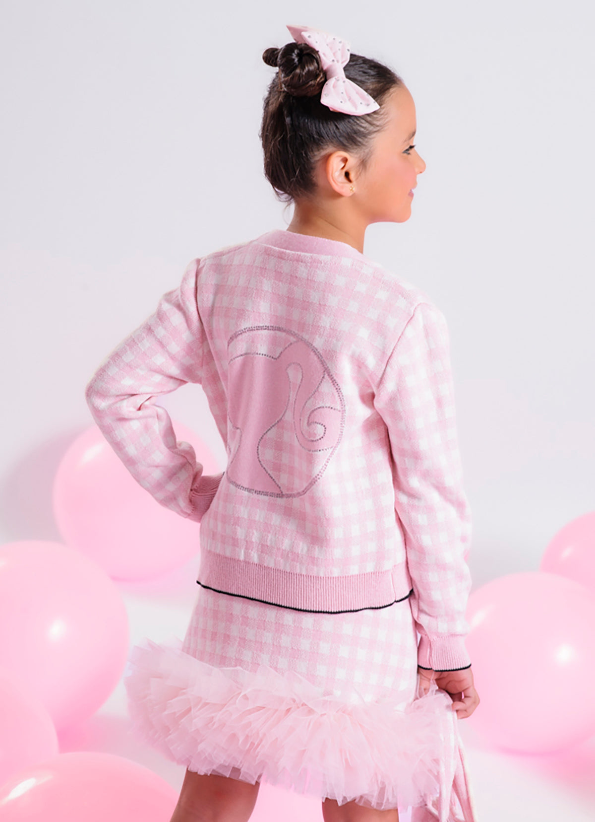 Casaco Tricot Xadrez Silhuette Barbie Cristal