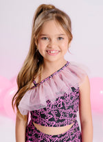 Blusa Cropped Light Estampa Barbie Babado Tule