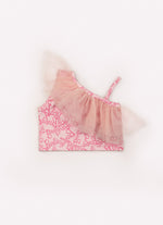 Blusa Cropped Light Estampa Barbie Babado Tule