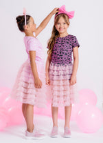 Saia Babados Tule Short Light Estampa Barbie X Pituchinhus