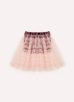 Saia Babados Tule Short Light Estampa Barbie X Pituchinhus