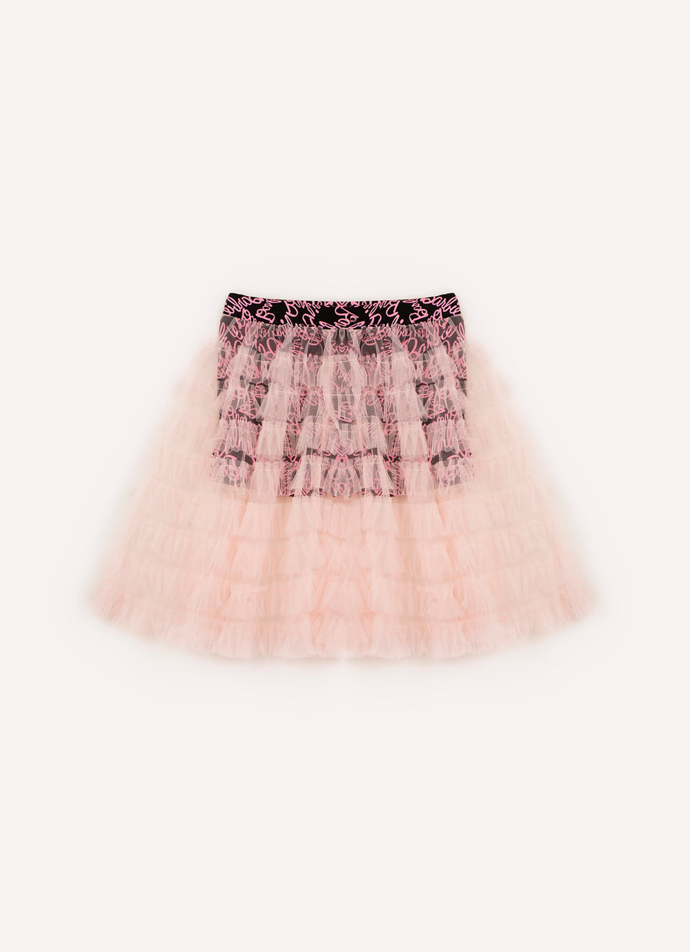 Saia Babados Tule Short Light Estampa Barbie X Pituchinhus