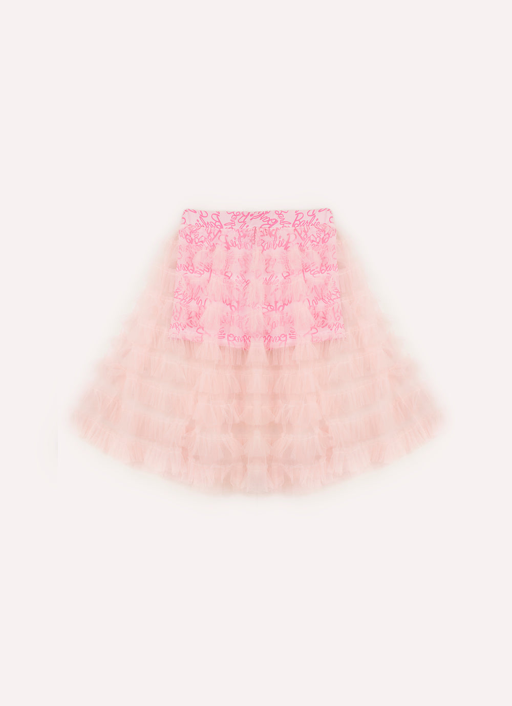 Saia Babados Tule Short Light Estampa Barbie X Pituchinhus