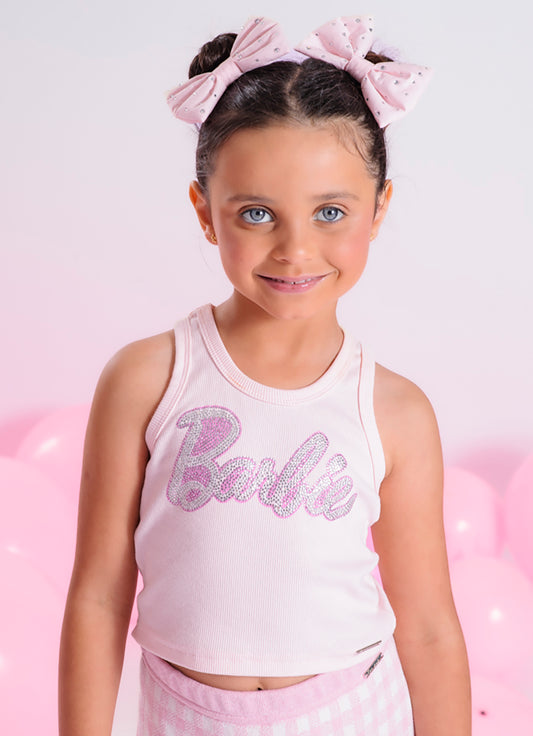 Regata Cropped Ribana Logo Barbie Cristais