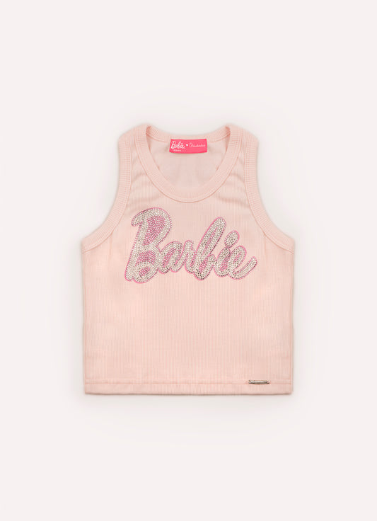 Regata Cropped Ribana Logo Barbie Cristais