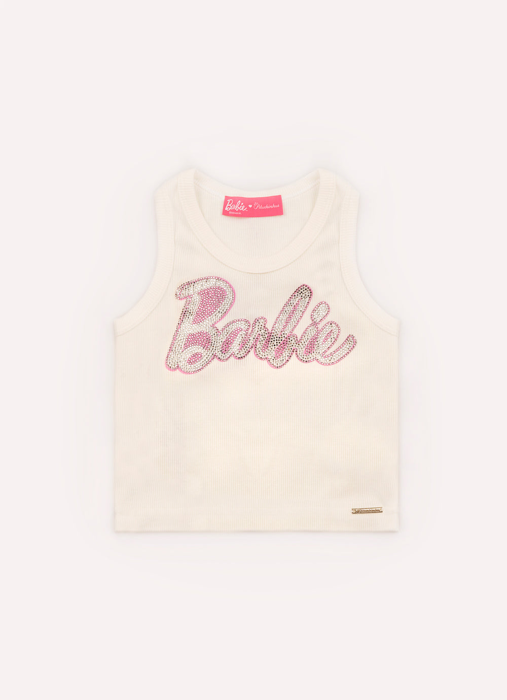 Regata Cropped Ribana Logo Barbie Cristais